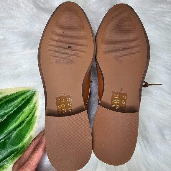 Madewell The Frances Oxford Shoe Tan Leather Loafers Lace Up Minimal Womens Sz 8 - Picture 7 of 11